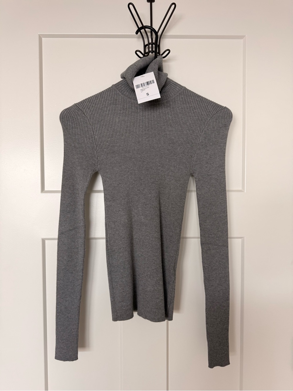 Forever 21 Gray Ribbed Turtleneck Slim Fit Sweater